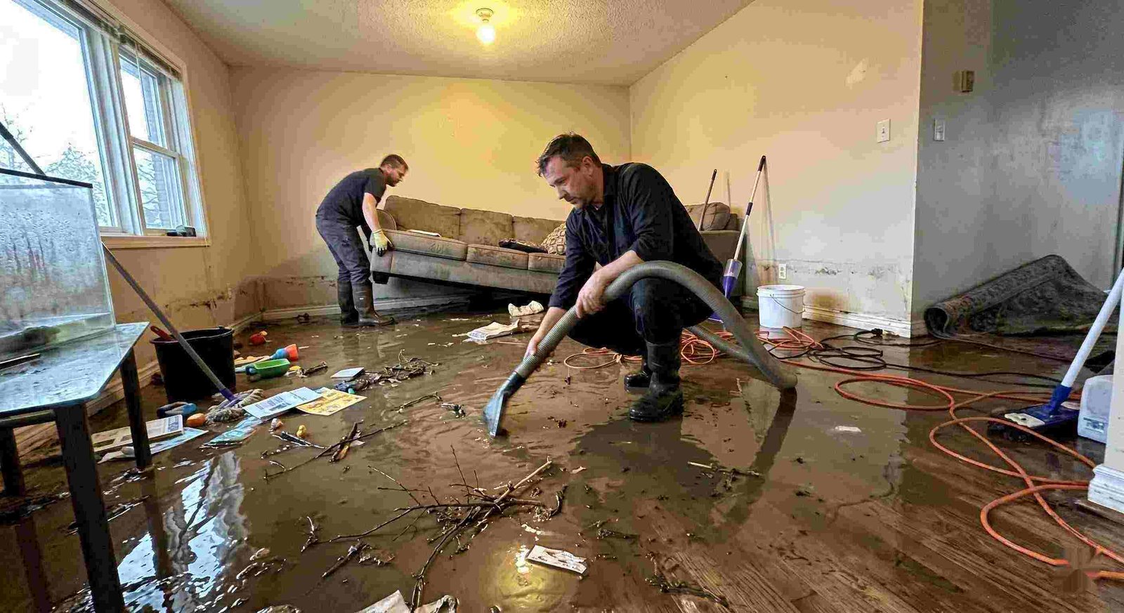 flood water extraction service removing contaminated water from flooded home in Round Rock