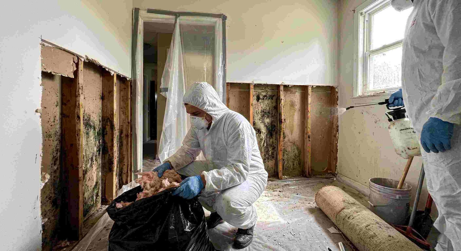Professional mold remediation services removing mold behind wall in home in Georgetown